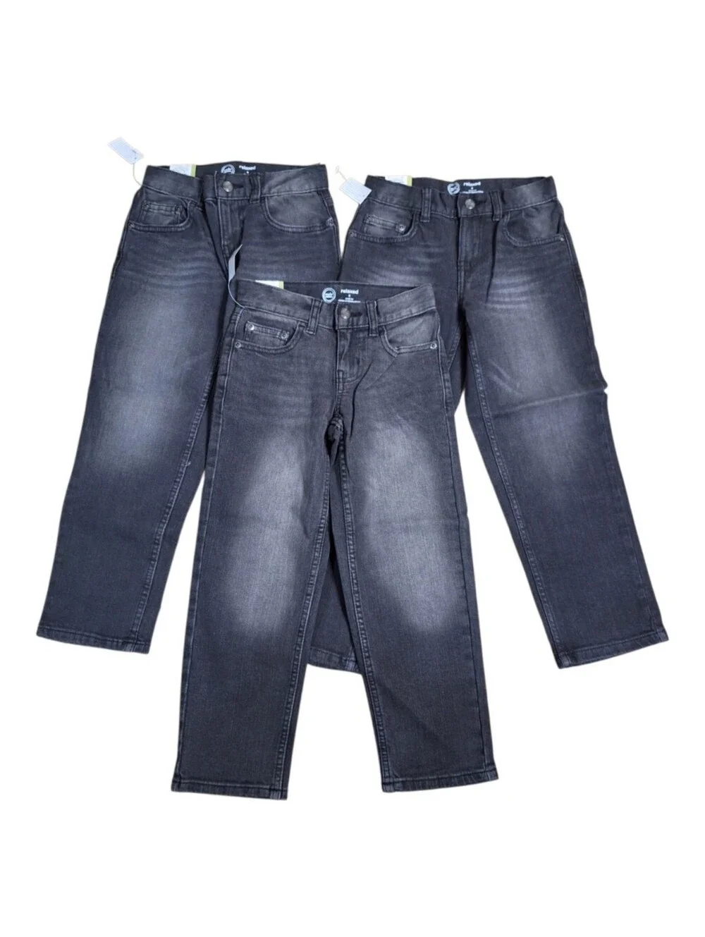 NWT Wonder Nation Boys 3-Pack Relaxed Fit Black/Grey Denim Jeans (Size 6)